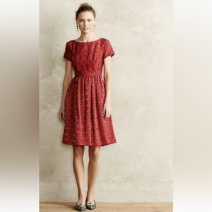 Anthropologie Red Lace Dress